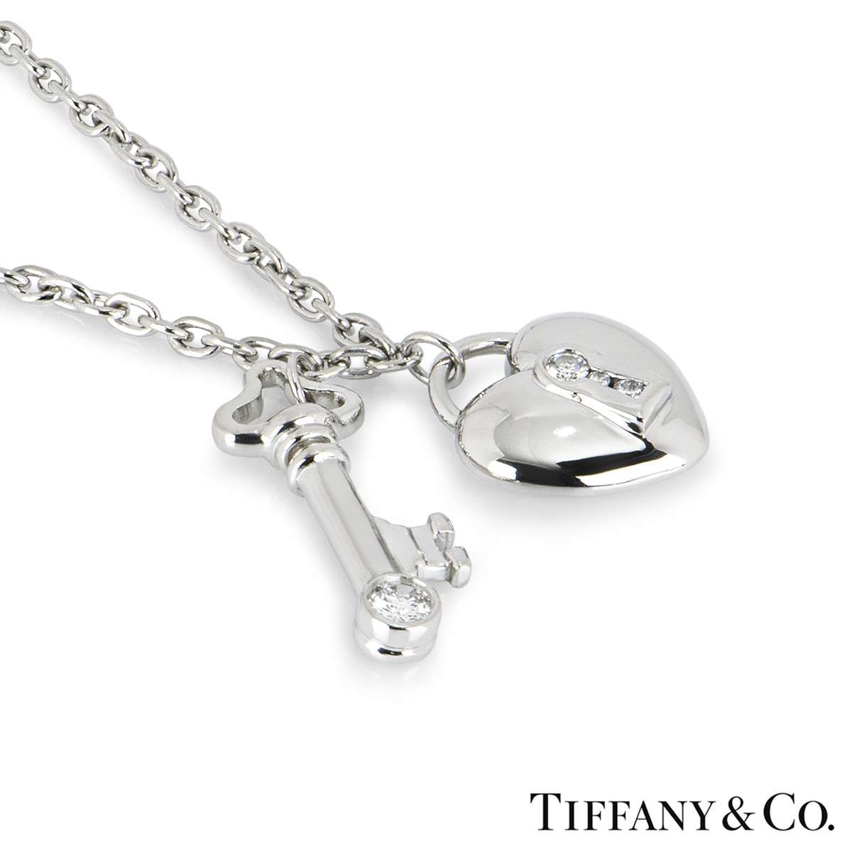 Tiffany & Co. Platinum Diamond Lock & Key Pendant